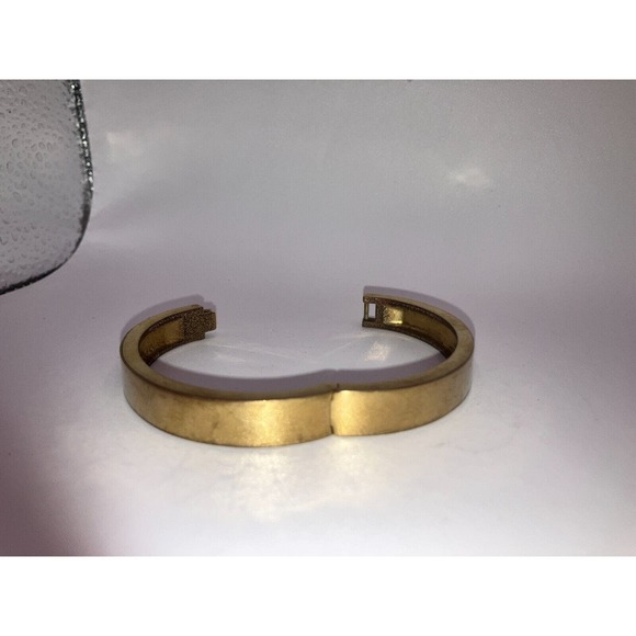 J. Crew Bracelet Polished Gold-Tone Hinged 6.75 Inch Bangle Bracelet! - Picture 11 of 11